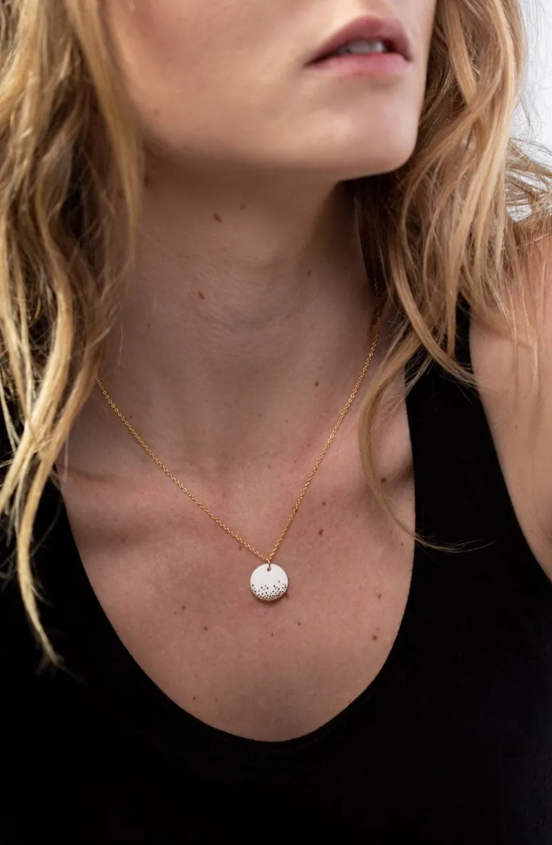 One and Eight Gold Mist Porcelain Charm Necklace-2